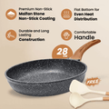 Maifan Stone Non-Stick Flat Bottom Frying Pan (Black-28cm)