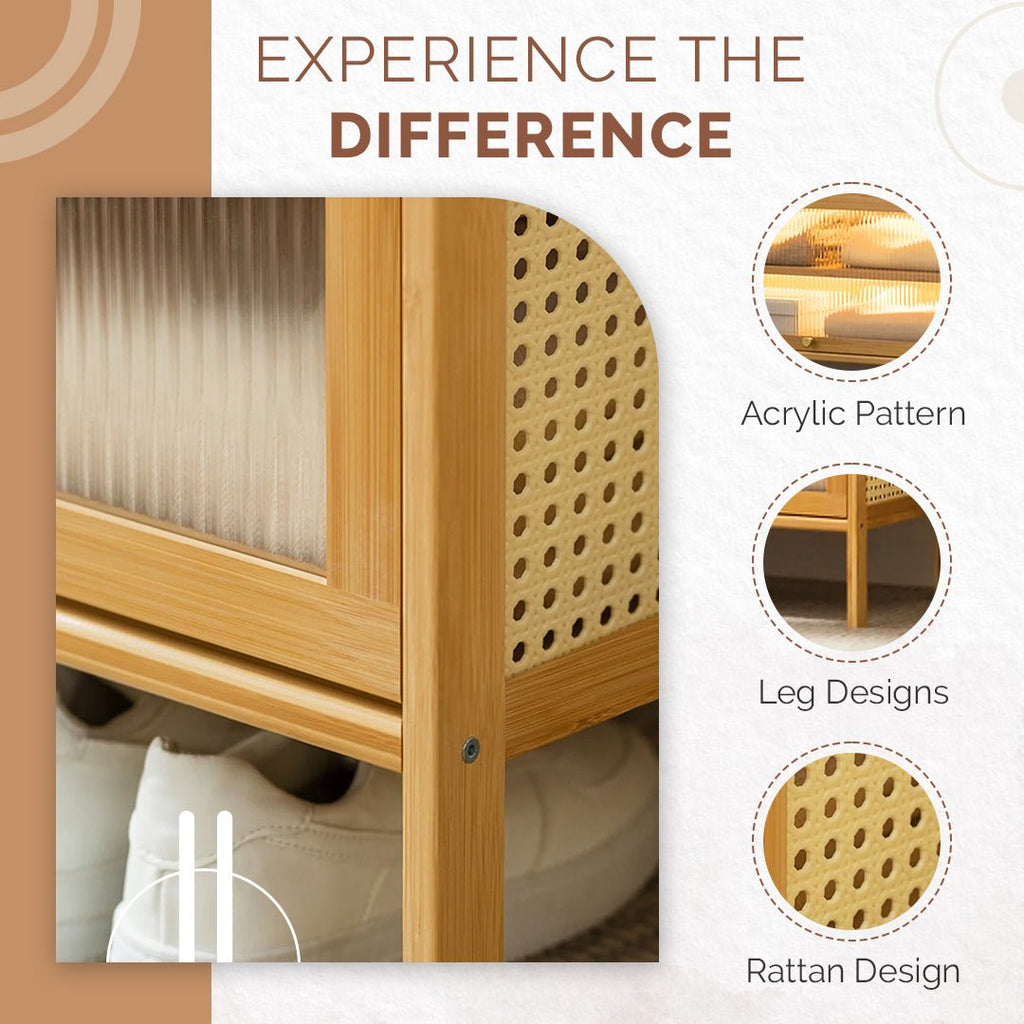 Multi-Purpose Bamboo Wood Clothing Rack Organizer with Shoe Rack (Black-62cm)