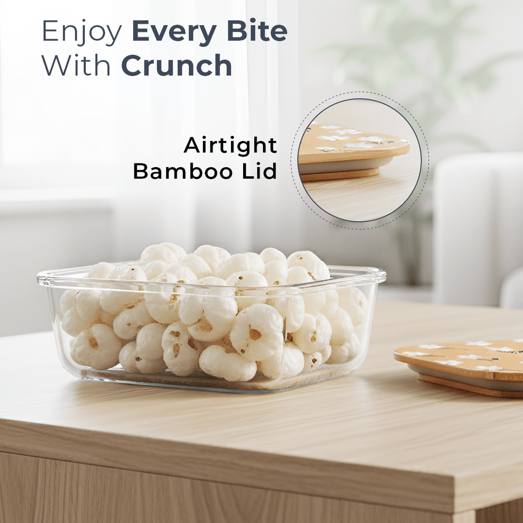 Premium Airtight Borosilicate Glass Food Container with Bamboo Lid
