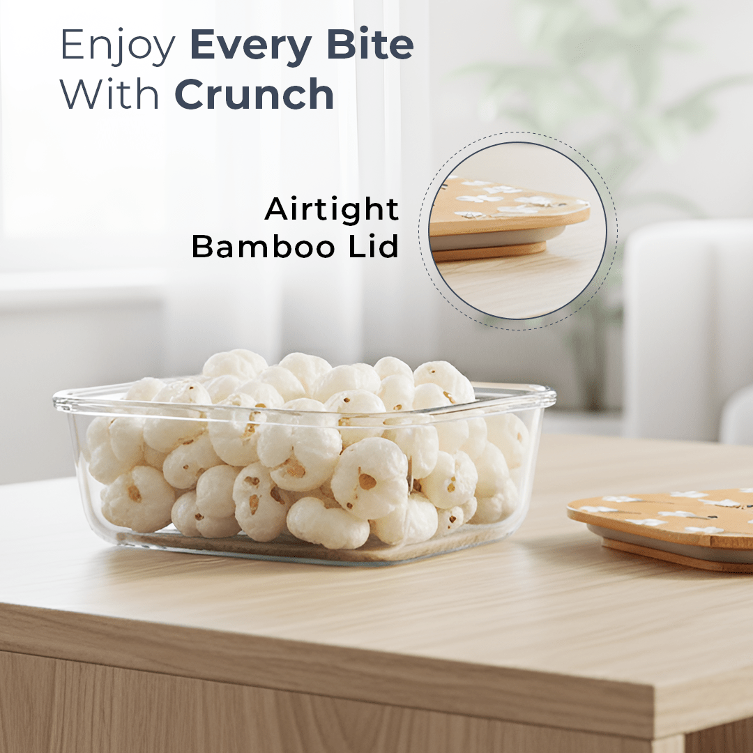 Premium Airtight Borosilicate Glass Food Container with Bamboo Lid