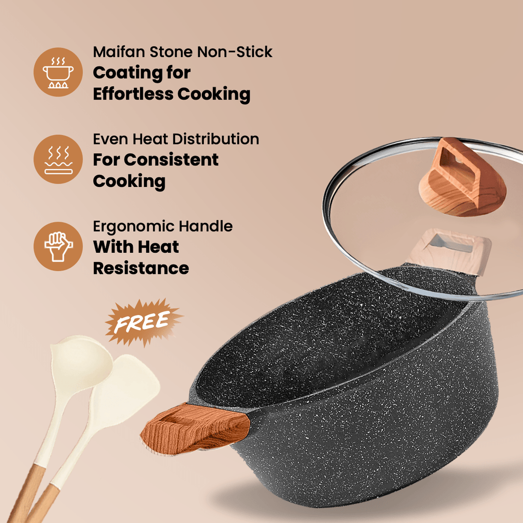 Maifan Stone Non-Stick Sauce Pan (Black-24cm)