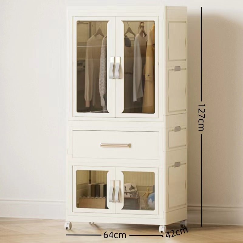 Foldable Storage Wardrobe with 1 Cabinet & 1 Drawer