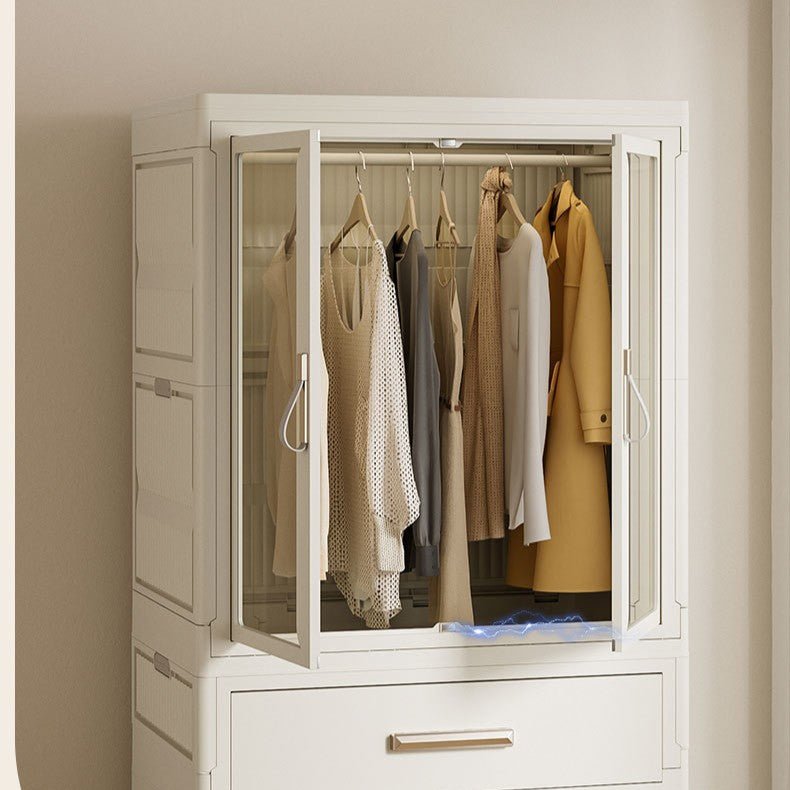 Foldable Storage Wardrobe with 1 Cabinet & 2 Drawers