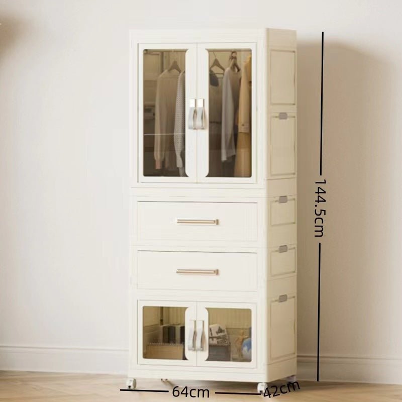 Foldable Storage Wardrobe with 1 Cabinet & 2 Drawers