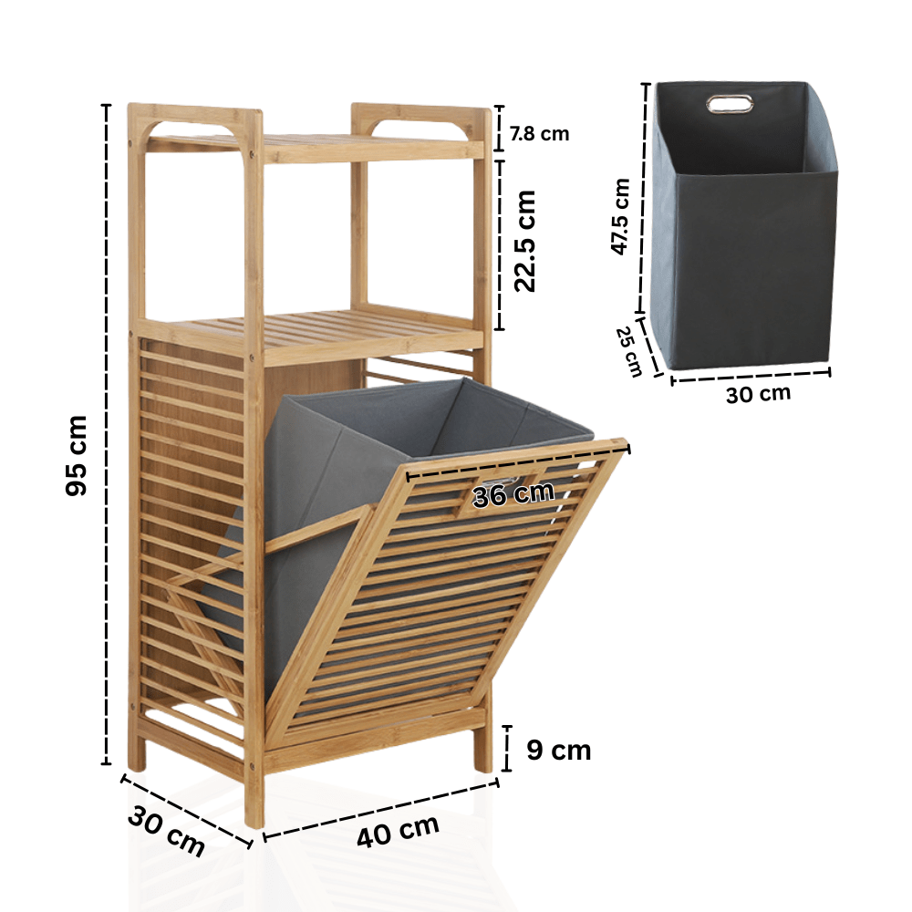 Multipurpose Multi-Layer Bamboo Wicker Laundry Basket with Table Compartment
