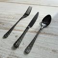 Modern Classic Black Geometric Stainless Steel Flatware Set of 3
