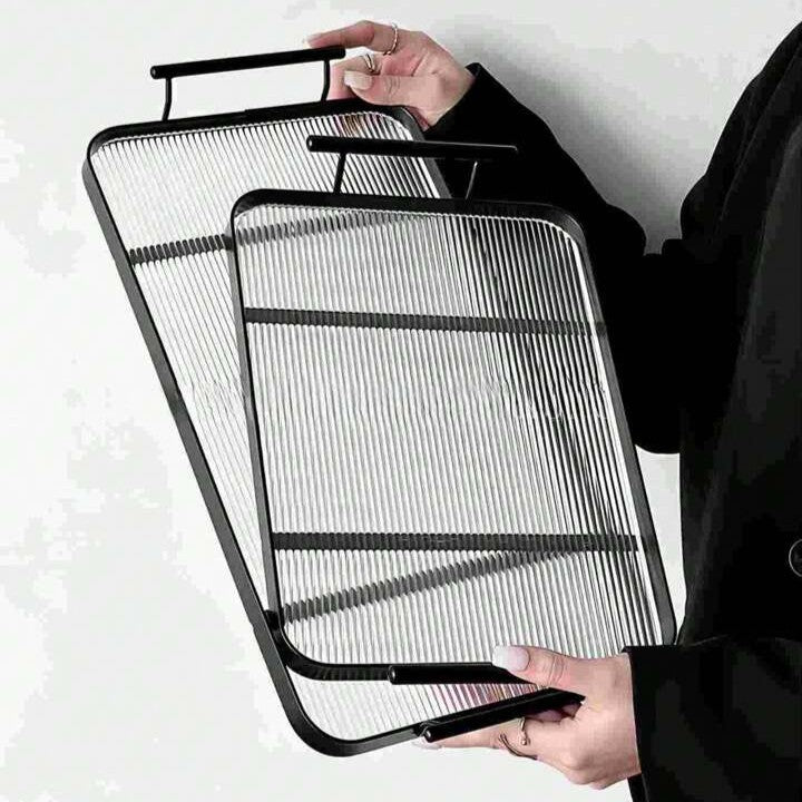 Modern Elegant Transparent Acrylic Serving Tray with Handles
