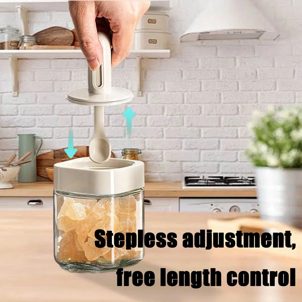 Moisture-Proof Sealed Scoop Square Seasoning Jar With Lid and Spoon