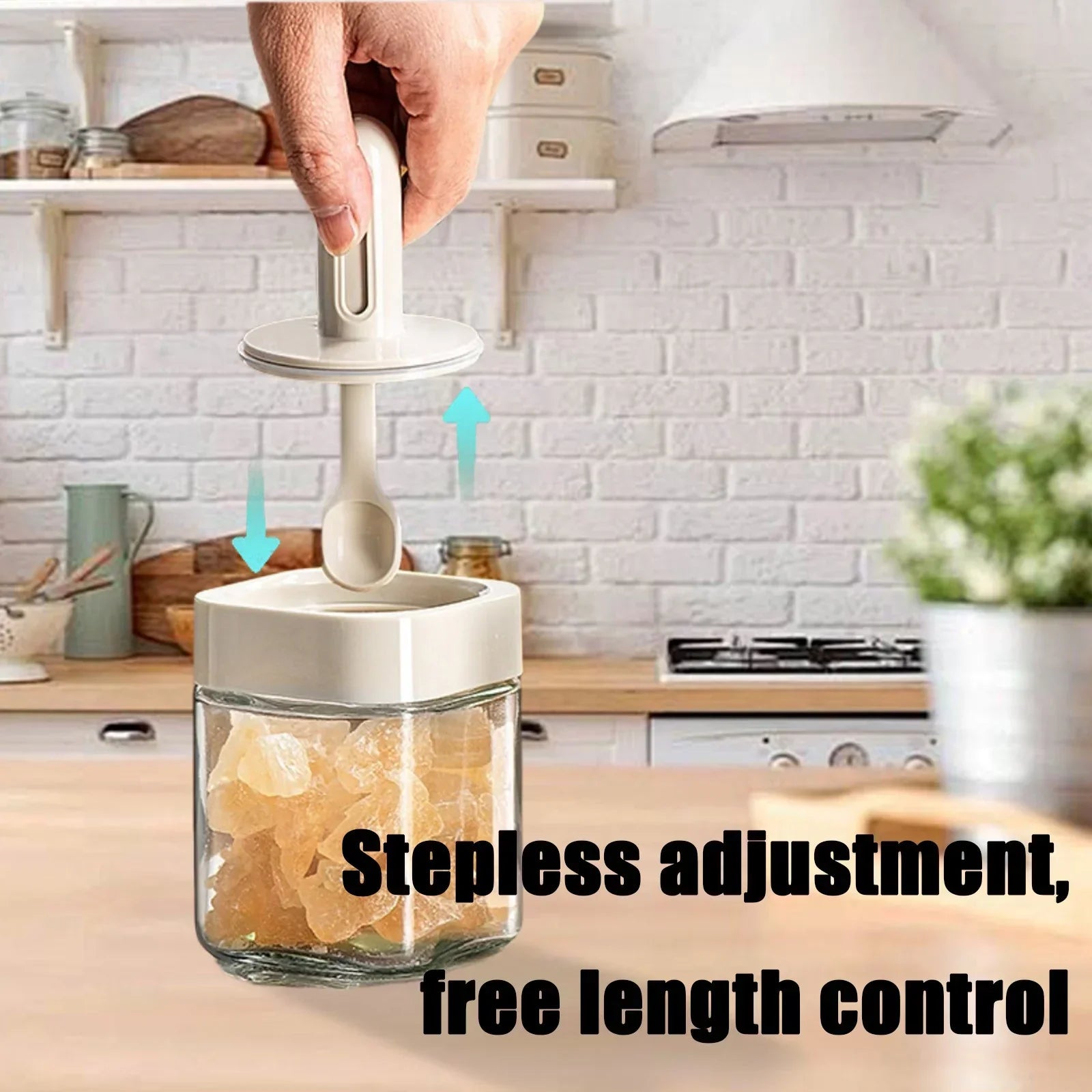 Moisture-Proof Sealed Scoop Square Seasoning Jar With Lid and Spoon