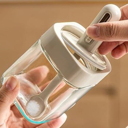 Moisture-Proof Sealed Scoop Square Seasoning Jar With Lid and Spoon