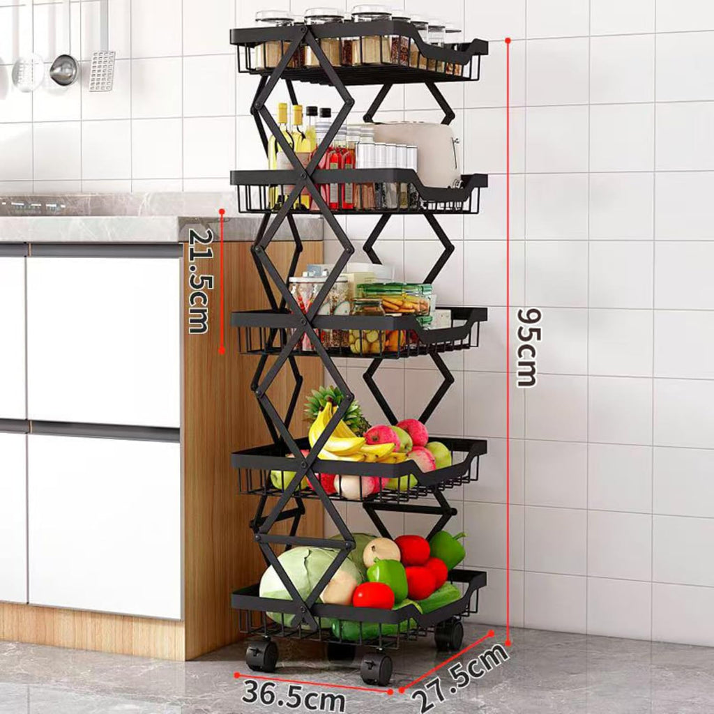 Multi-Layer Foldable Rolling Vegetable & Fruit Rack (95cm)