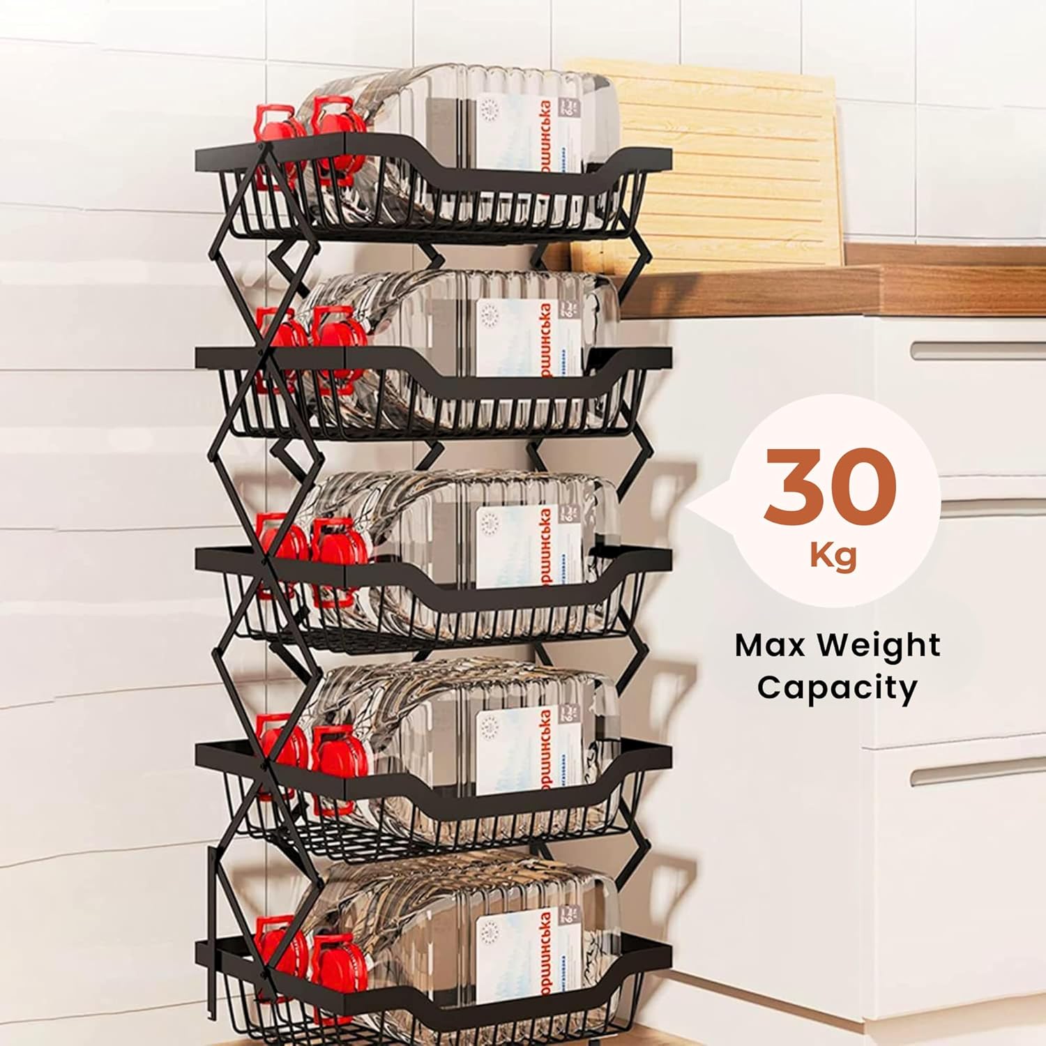 Multi-Layer Foldable Rolling Vegetable & Fruit Rack (95cm)