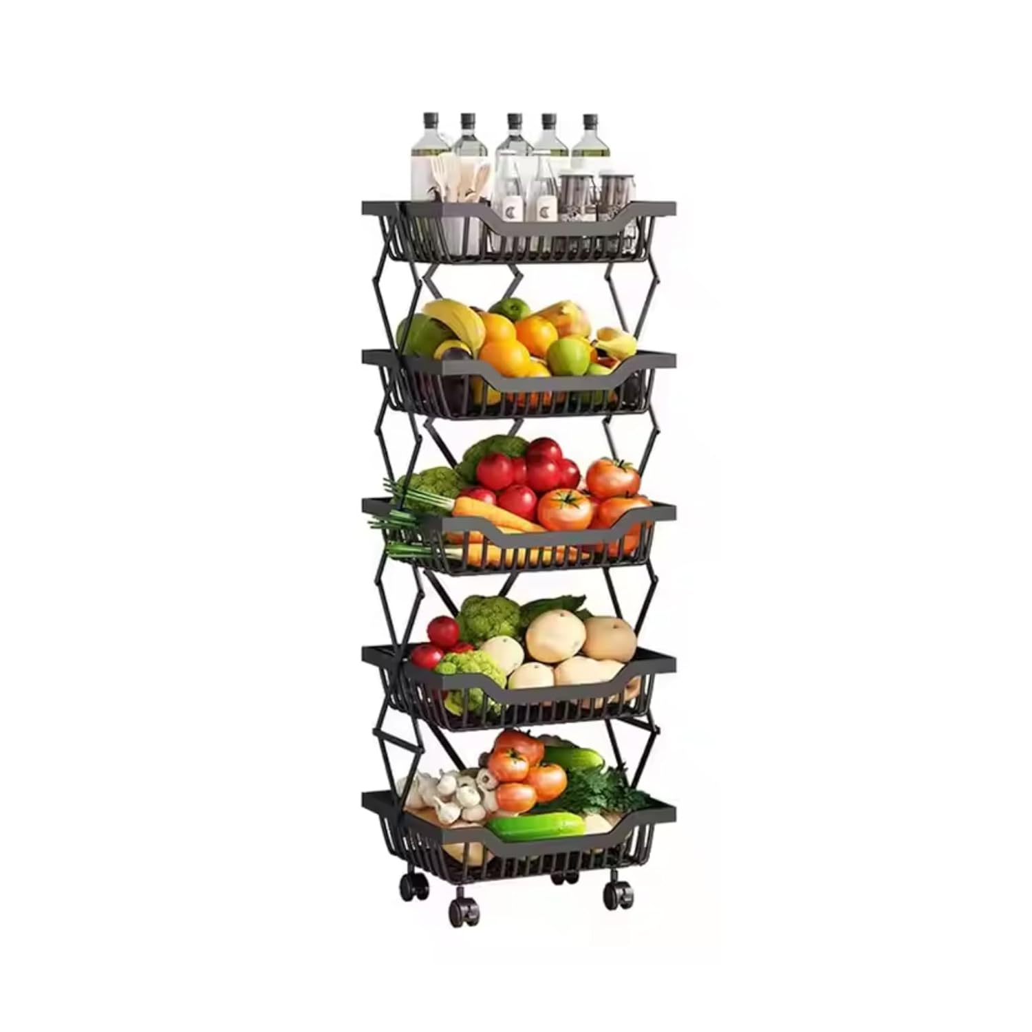 Multi-Layer Foldable Rolling Vegetable & Fruit Rack (95cm)