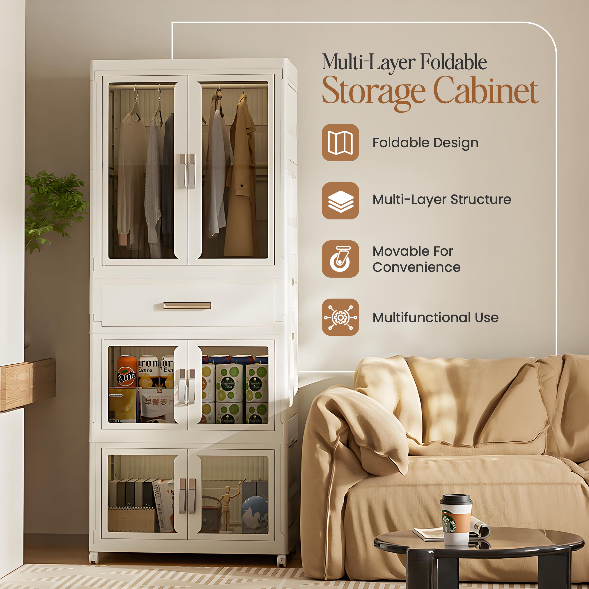 Multi-Layer Foldable Storage Cabinet (64cm)