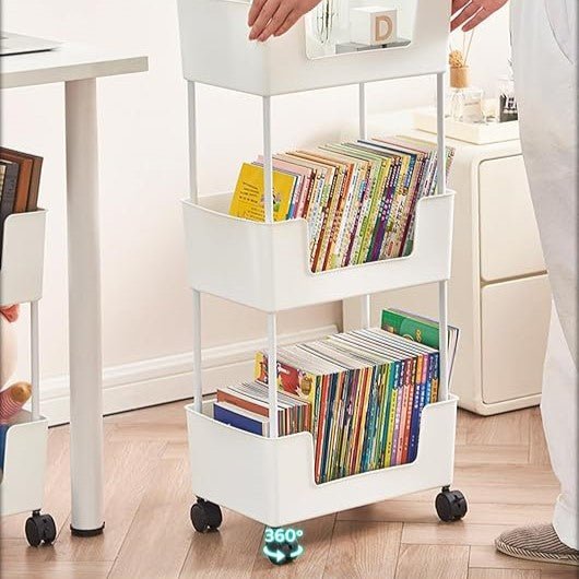 Multi-Layer Rolling Storage Trolley With Rotating Wheels