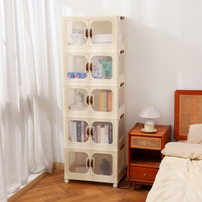 Multi-Layer Plastic Storage Cabinet with Lid & Wheels