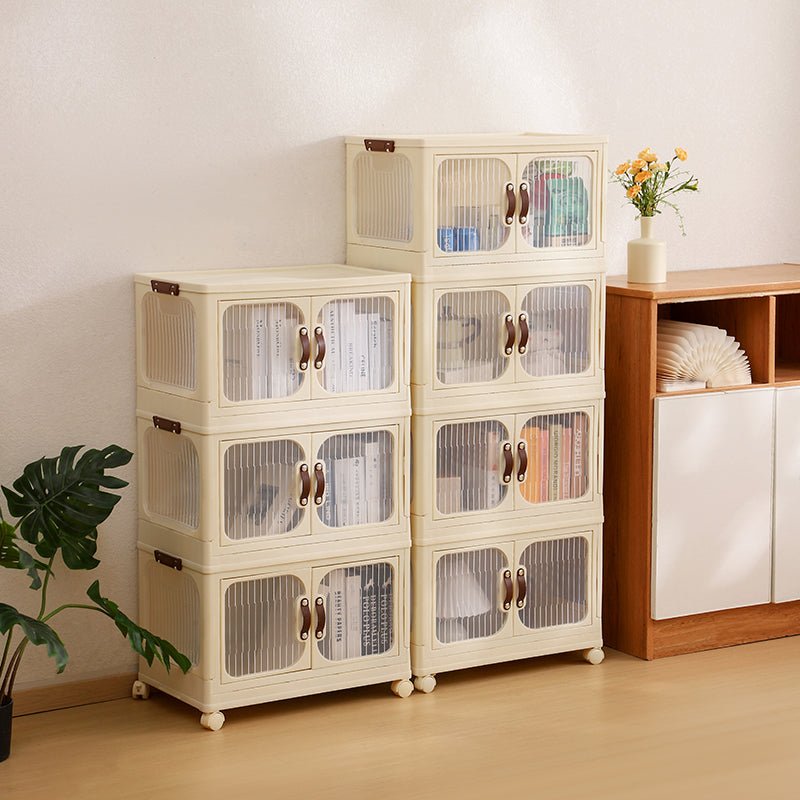 Multi-Layer Plastic Storage Cabinet with Lid & Wheels