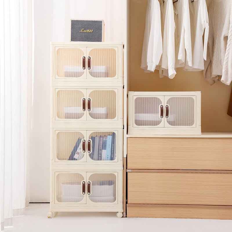 Multi-Layer Plastic Storage Cabinet with Lid & Wheels