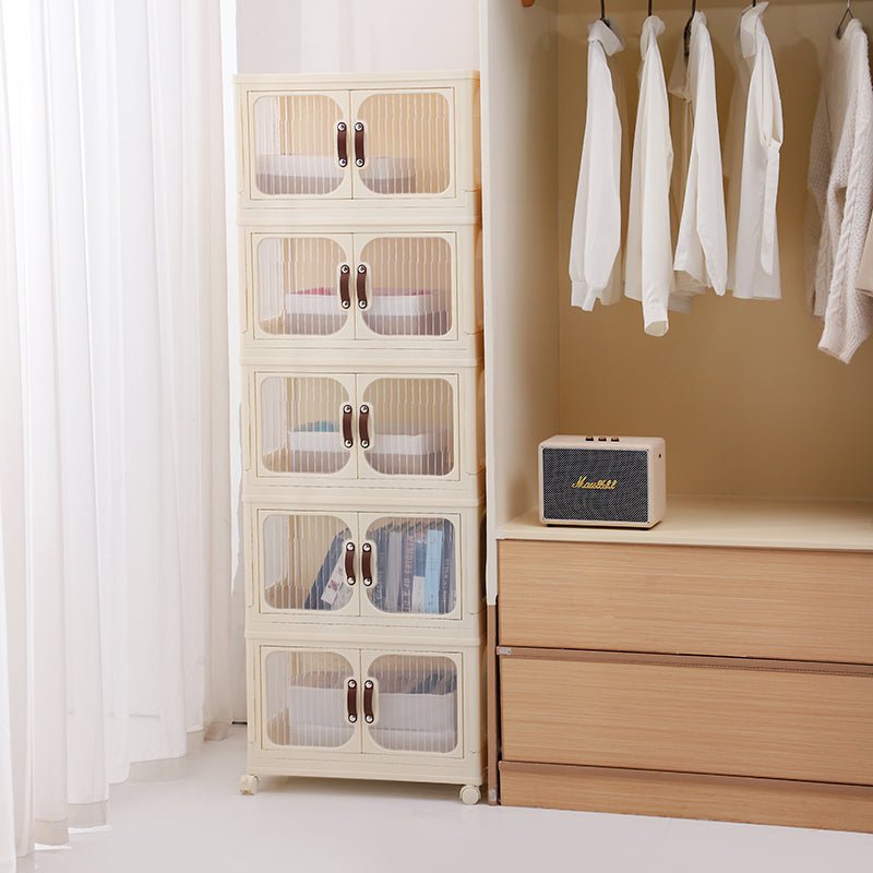 Multi-Layer Plastic Storage Cabinet with Lid & Wheels