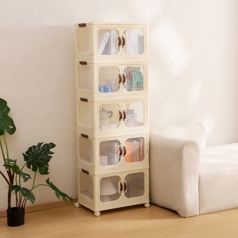 Multi-Layer Plastic Storage Cabinet with Lid & Wheels