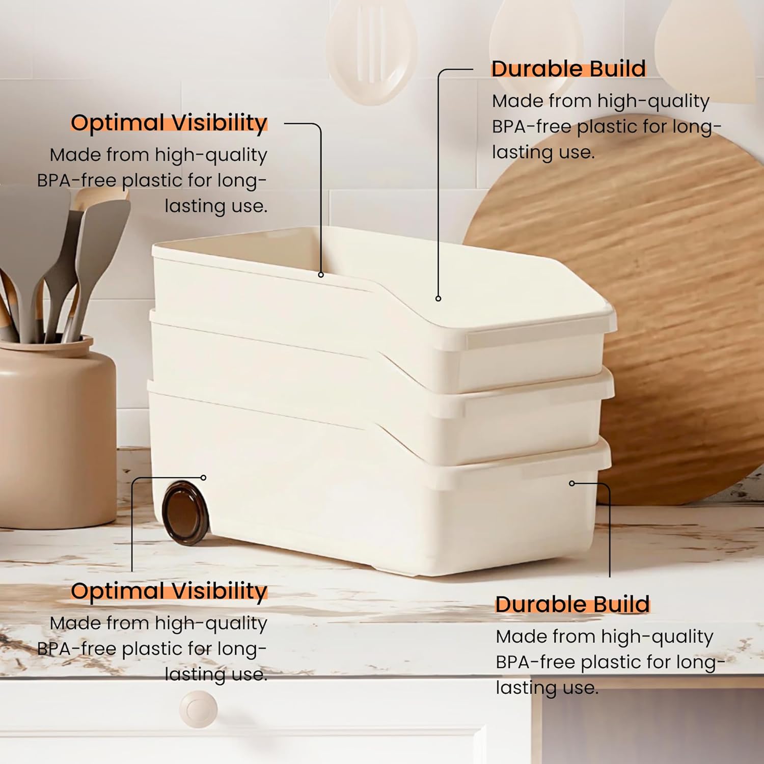 Multi-Purpose Compact Organizer Bin with Wheels Pack of 2