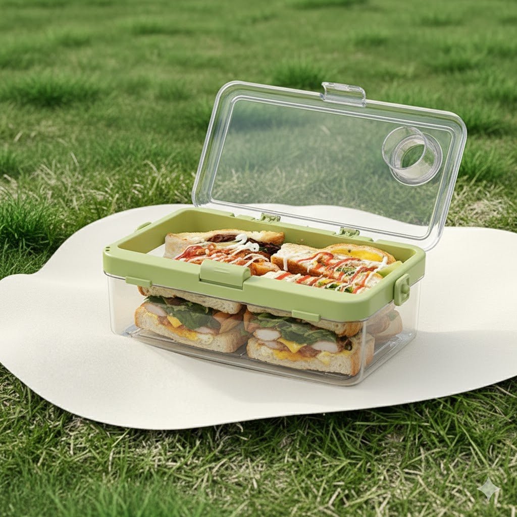 Multi-Purpose Portable Leak-Proof Sealing Crisper Box with Ice Crystals (Green)