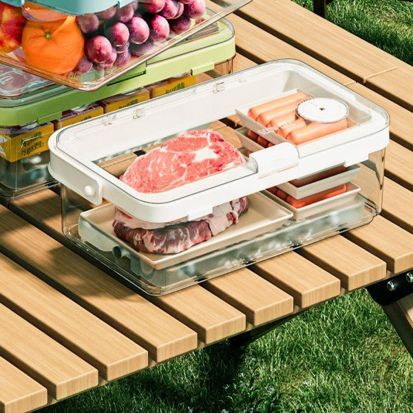 Multi-Purpose Portable Leak-Proof Sealing Crisper Box with Ice Crystals (White Mapal)