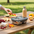 Multi-Purpose Stainless Steel 2-Compartment Food Storage Container (850ml)