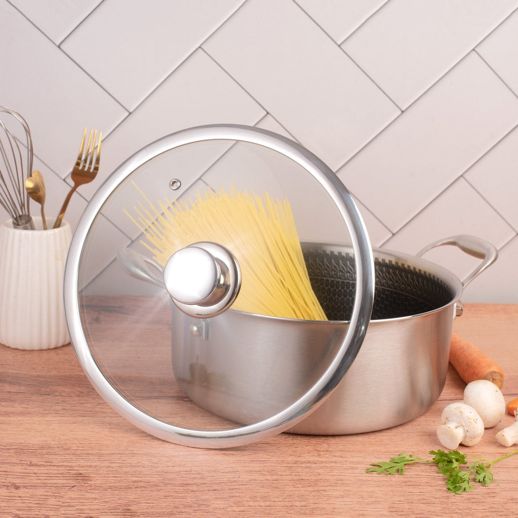 Multi-Purpose Stainless Steel Honeycomb Soup Pot with Lid (24cm)