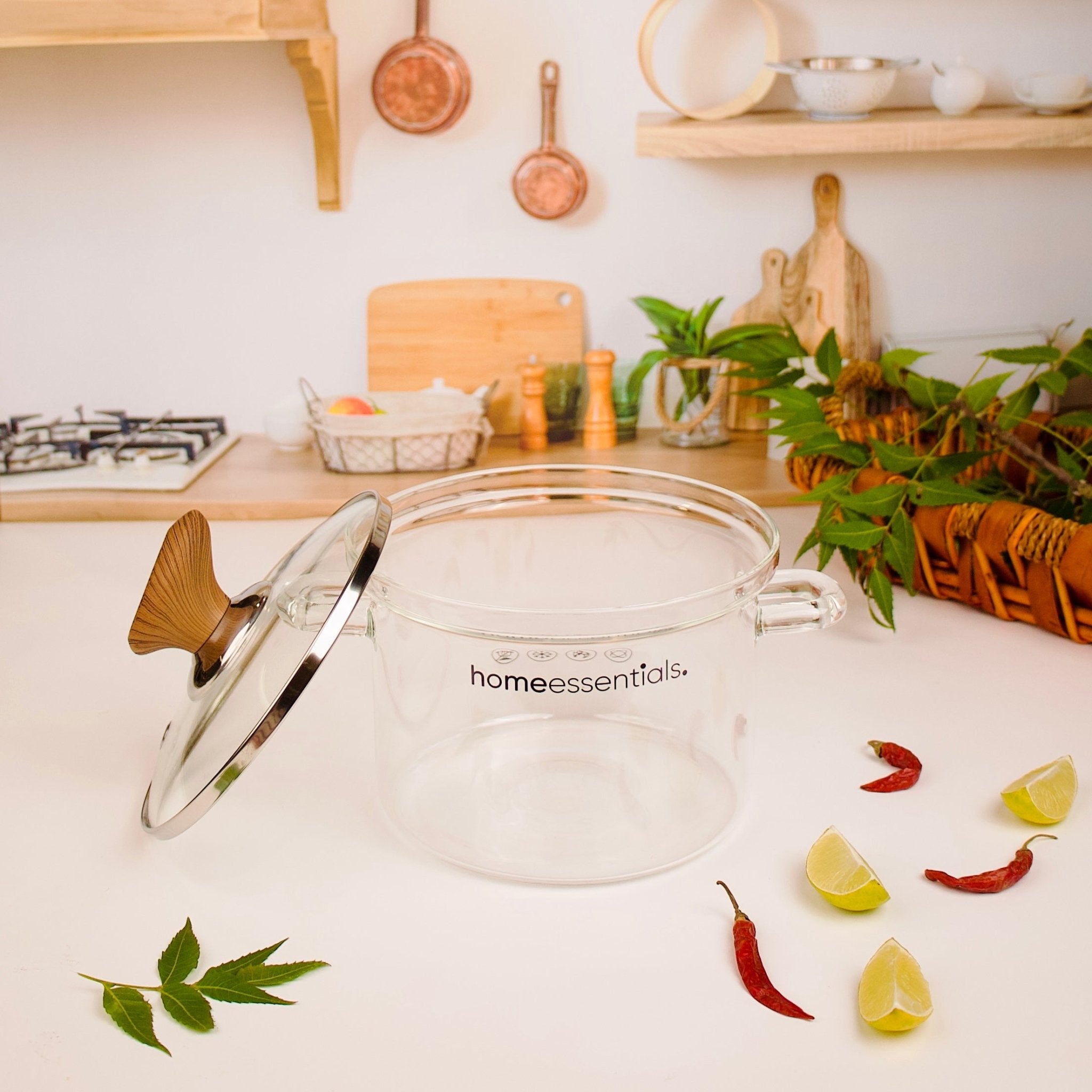 Multi-Purpose Transparent High Borosilicate Glass Pot with Lid
