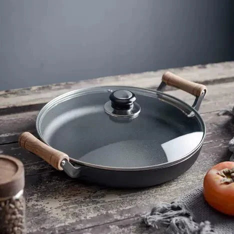 Multi-Functional Cast Iron Non-Stick Frying Pan With Lid & Ear Handles(30cm)