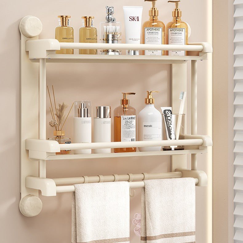 No-Drill Suction Cup Wall-Mounted Bathroom Shelf with Hooks (60 cm)