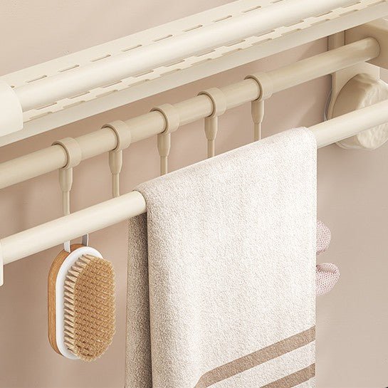 No-Drill Suction Cup Wall-Mounted Bathroom Shelf with Hooks (60 cm)