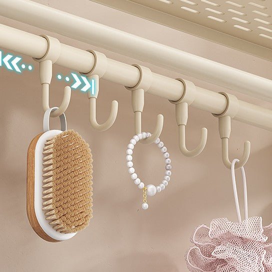 No-Drill Suction Cup Wall-Mounted Bathroom Shelf with Hooks (60 cm)