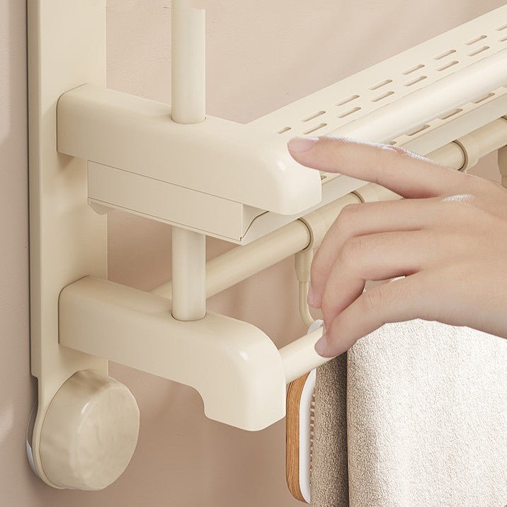 No-Drill Suction Cup Wall-Mounted Bathroom Shelf with Hooks (60 cm)
