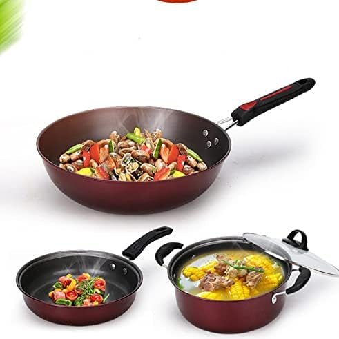 Non Stick Aluminum Cookware Set with Glass Lid (Set of 3)