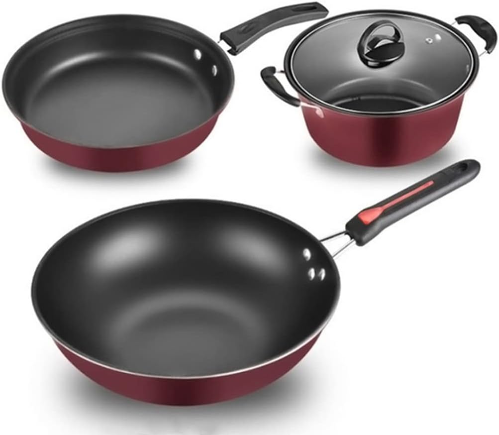 Non Stick Aluminum Cookware Set with Glass Lid (Set of 3)