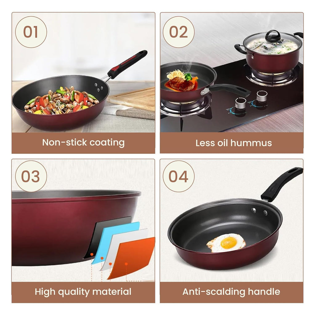 Non Stick Aluminum Cookware Set with Glass Lid (Set of 3)
