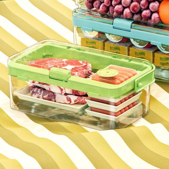 Multi-Purpose Portable Leak-Proof Sealing Crisper Box with Ice Crystals (Green)