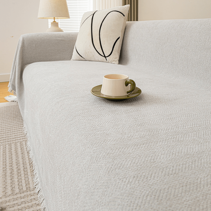 Elegance Chenille Sofa Cover : [EM-SC-13] (White)