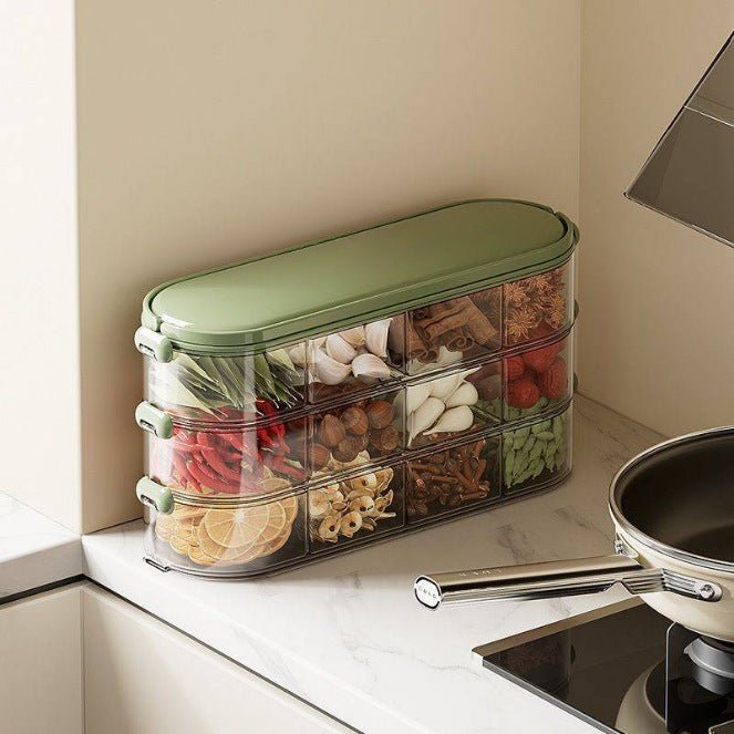 Multi-Purpose Transparent Storage Organizer Box With Handle (Green)