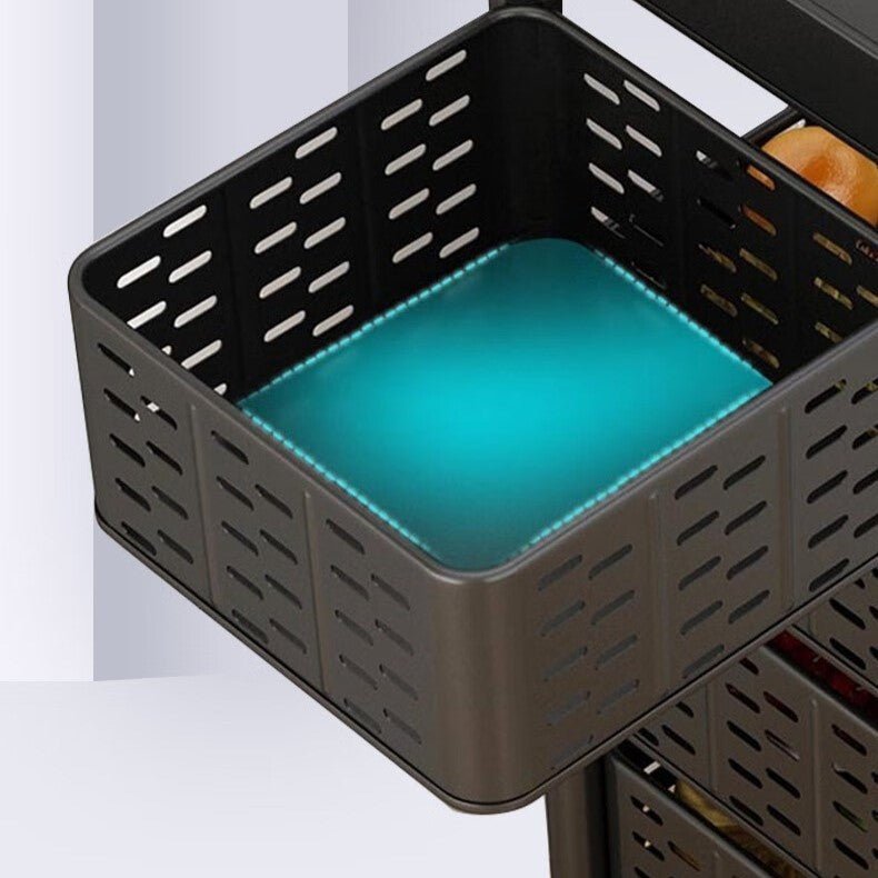 Multi-Layer Kitchen Shelf Rotating Basket Tower With Wheels