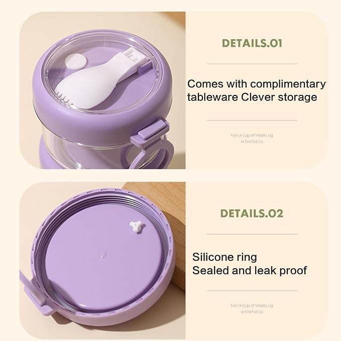 On-the-Go Salad and Yogurt Cup with Leak-Proof Lid & Spoon