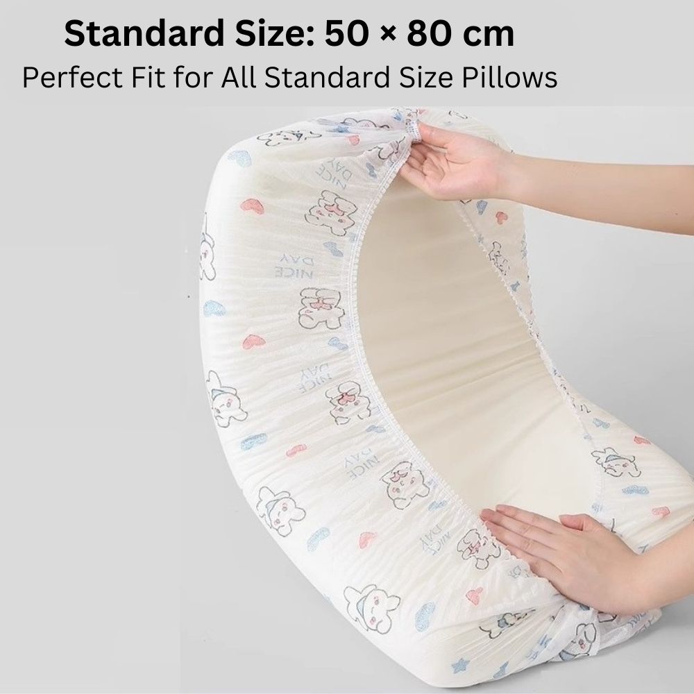 Portable Elastic Fit Printed 2-Piece Disposable Pillowcase