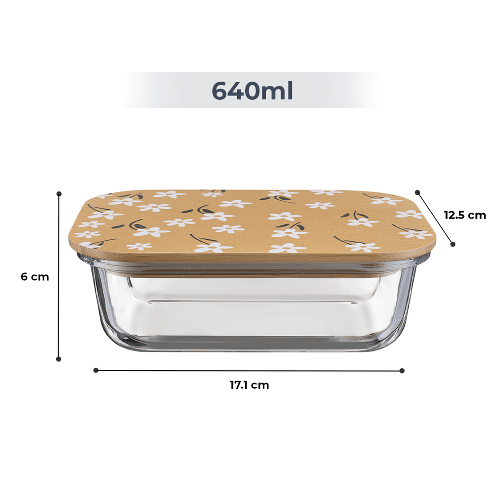 Premium Airtight Borosilicate Glass Food Container with Bamboo Lid