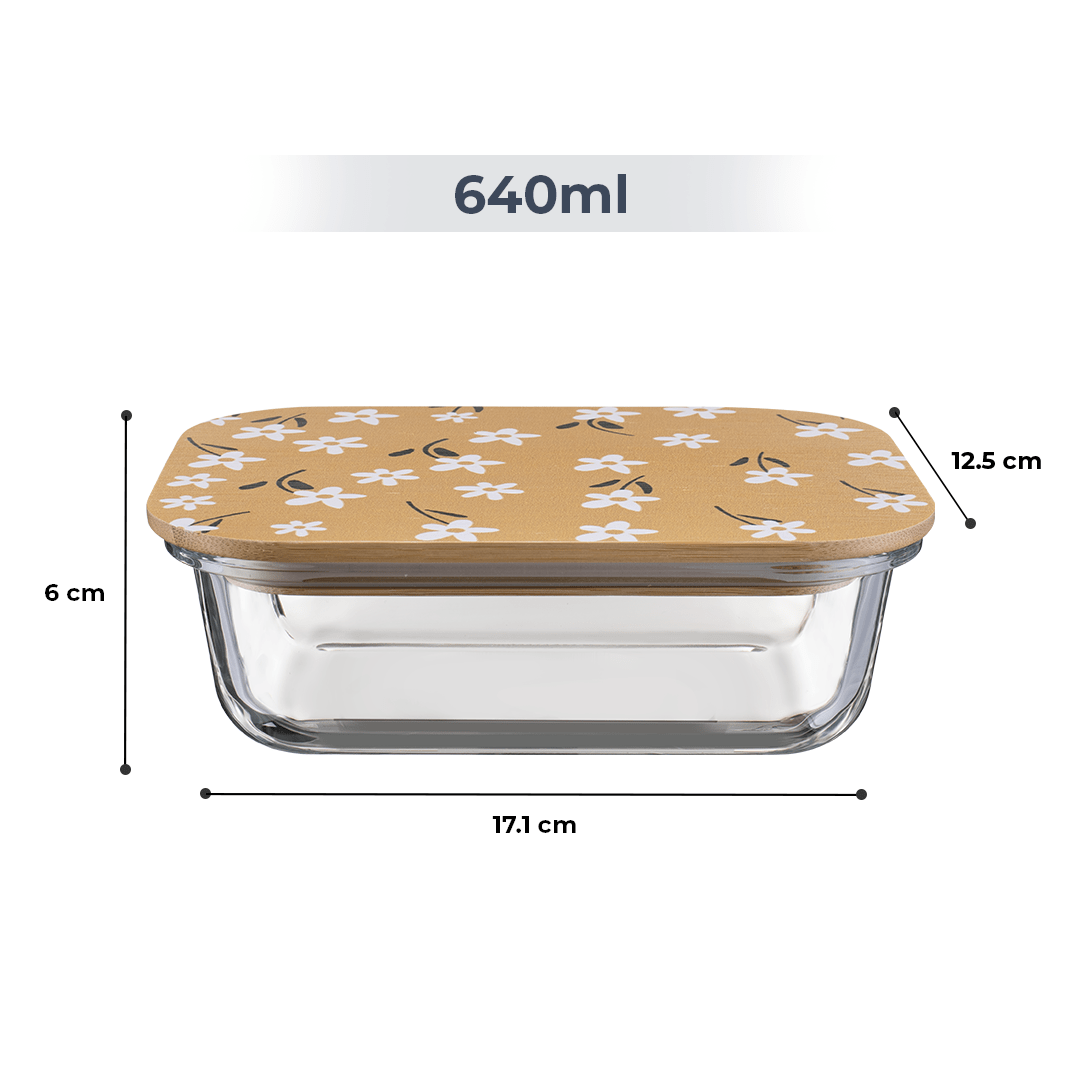 Premium Airtight Borosilicate Glass Food Container with Bamboo Lid