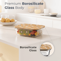 Premium Airtight Borosilicate Glass Food Container with Bamboo Lid(640ml)