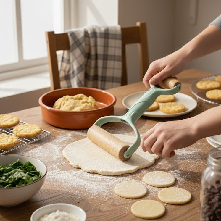 Premium Ergonomic Double - Sided Wooden Rolling Tool
