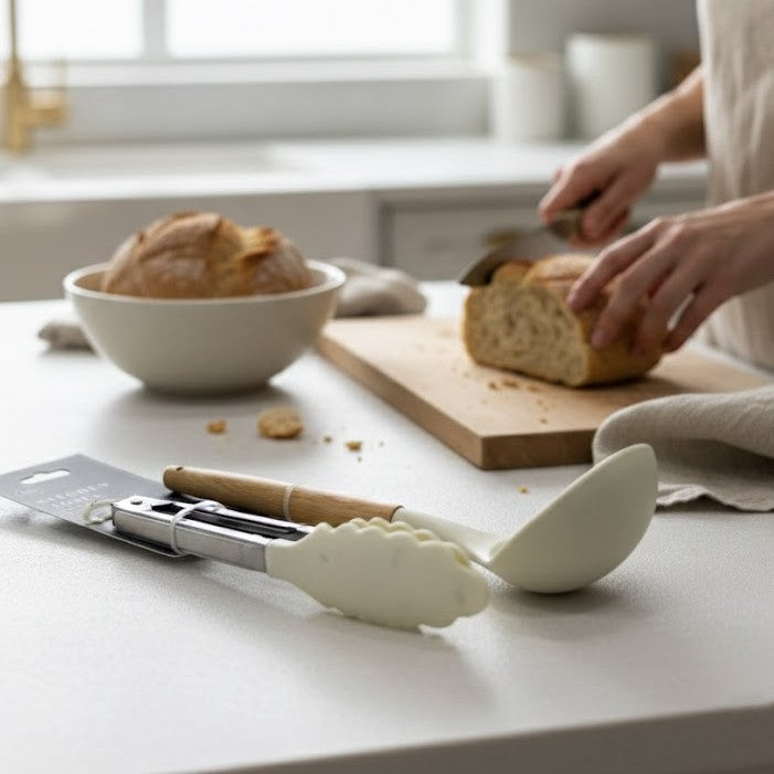 Premium Heat-Resistant Silicone Ladle & Tongs Set