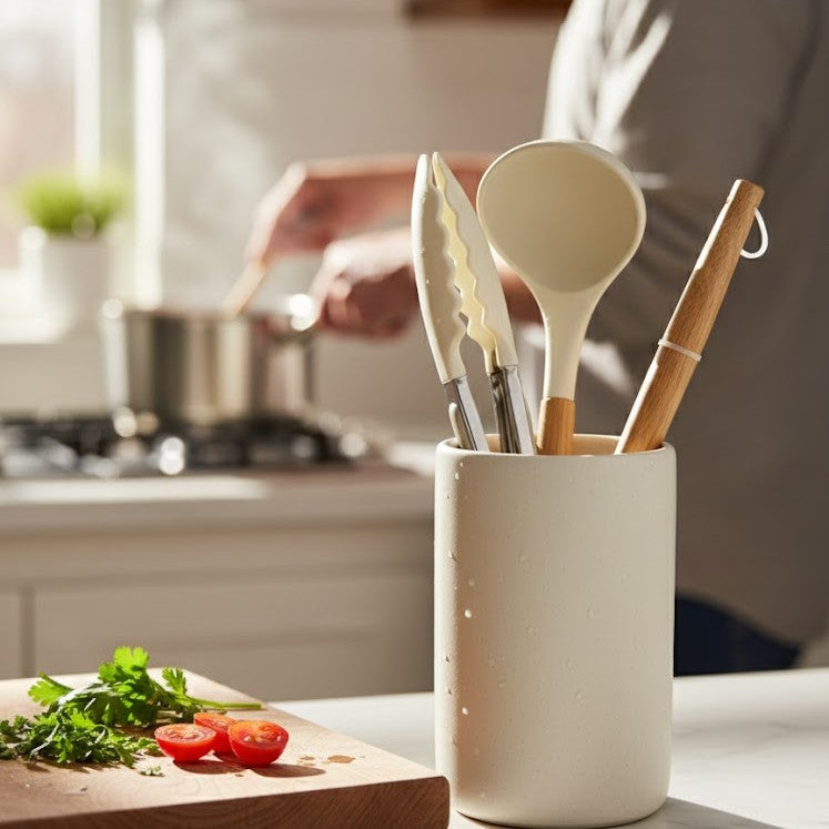 Premium Heat-Resistant Silicone Ladle & Tongs Set